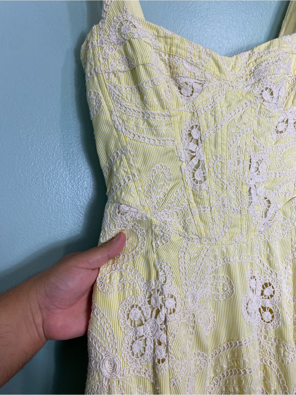 Bardot Lilah Corset Midi Dress Yellow Daisy Floral Embroidered Size 4 — image 5 of 8